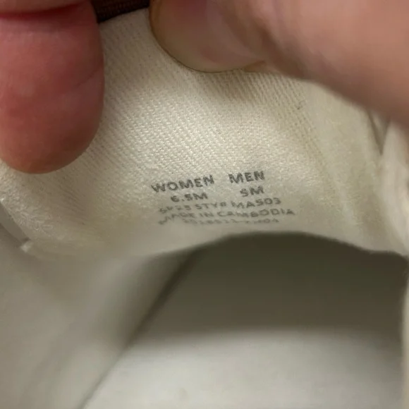 Madewell White Sneakers with Black Speckle and Brown Accents - Picture 4 of 11